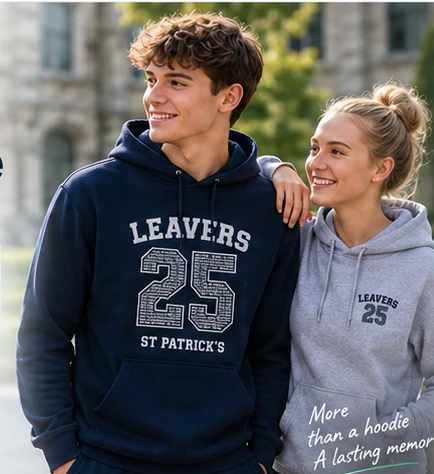 Students wearing personalised school merchandise